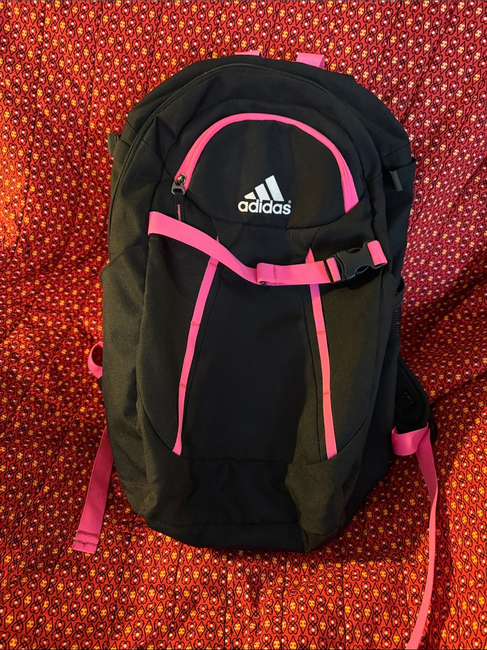 adidas Black and Hot Pink Women's Backpack with Logo